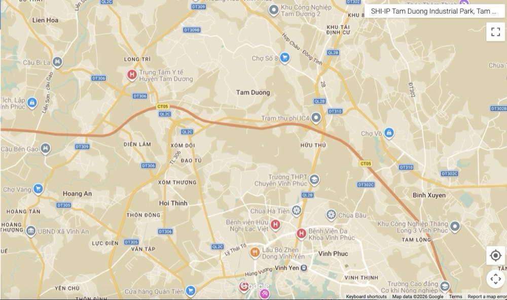 Bản đồ vị trí KCN SHI-IP Tam Dương, xã Tam Dương, tỉnh Phú Thọ